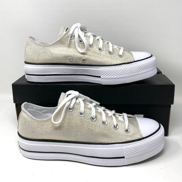 Converse ChuckTaylor AS Low Canvas Platform Gold Women's Size 10 568630C - Picture 2 of 10